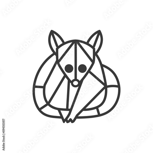 Geometric raccoon design with simple lines