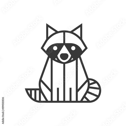 Geometric raccoon with a striped tail