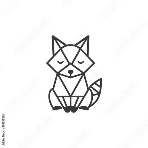 Geometric raccoon with closed eyes
