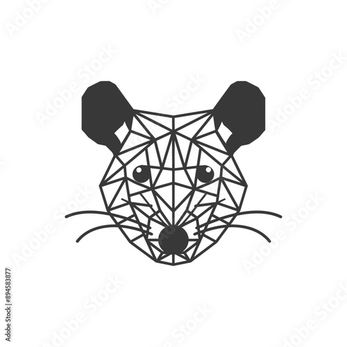 Geometric rat face with cute whiskers