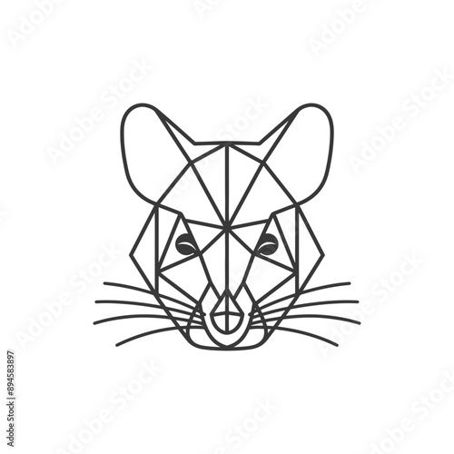 Geometric rat face with whiskers