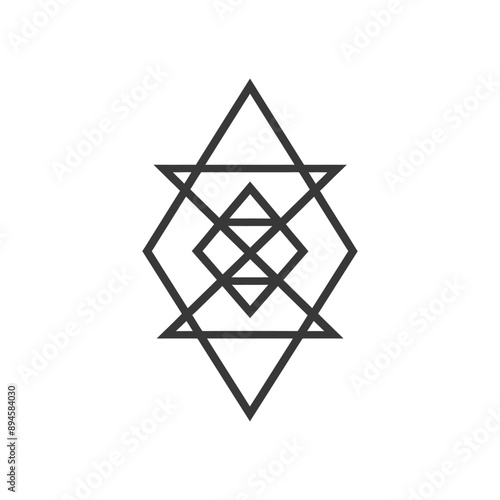 Geometric shapes intersect to create a unique design