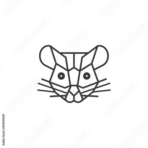 Geometric rodent face with whiskers