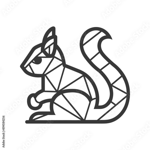 Geometric squirrel design with a bushy tail