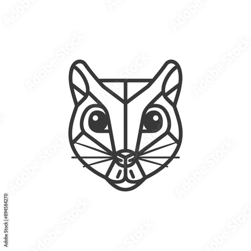 Geometric squirrel face with a cute and curious expression