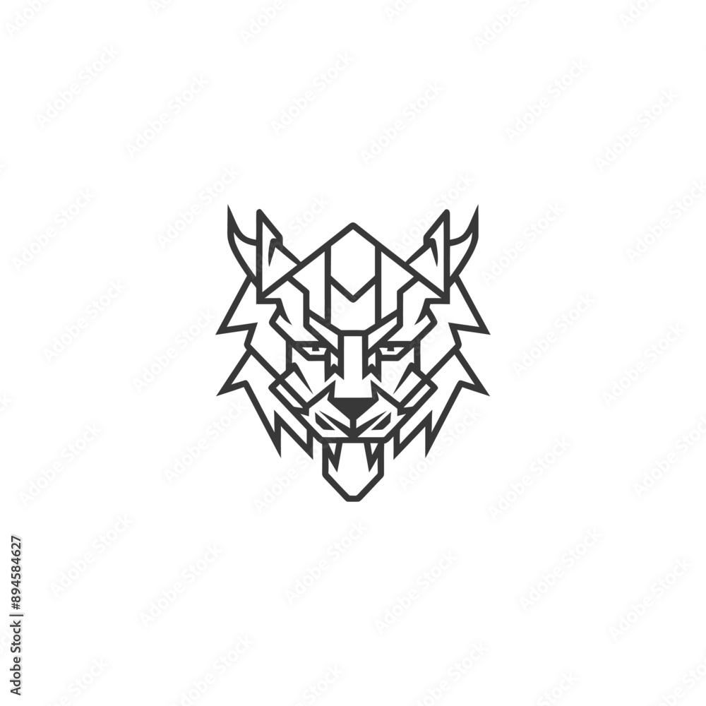 Obraz premium Geometric wolf design fierce and sharp