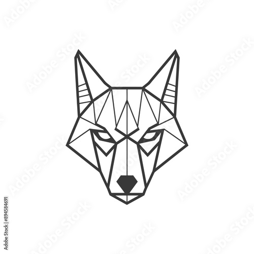 Geometric wolf face with sharp angles and intense gaze