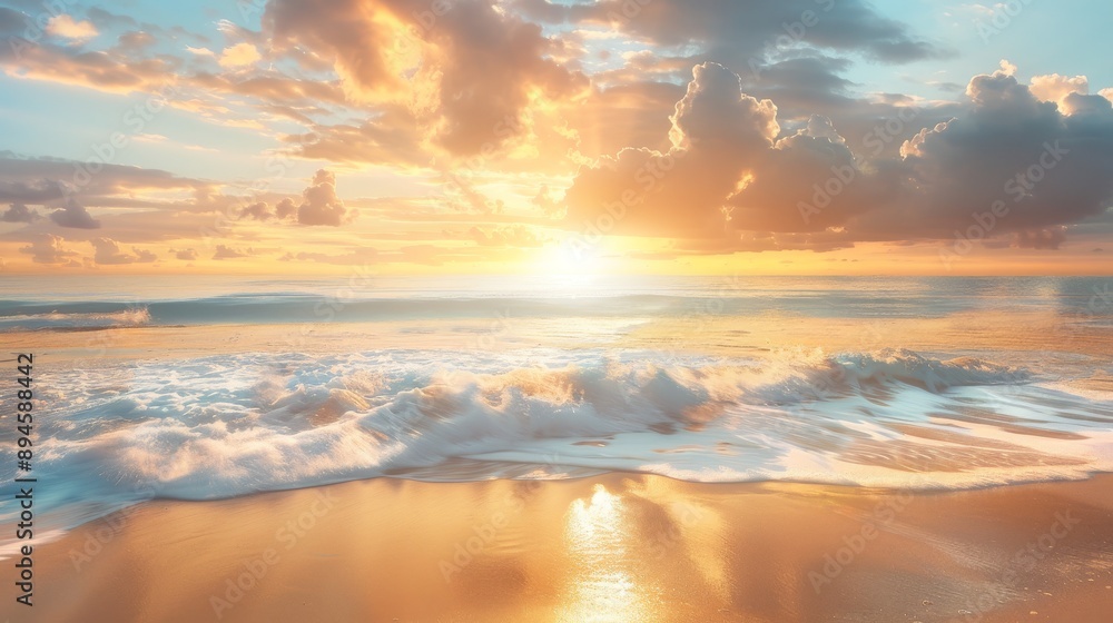 Fototapeta premium Idyllic Sunset on Beach for Exotic Summer Vacation Concepts
