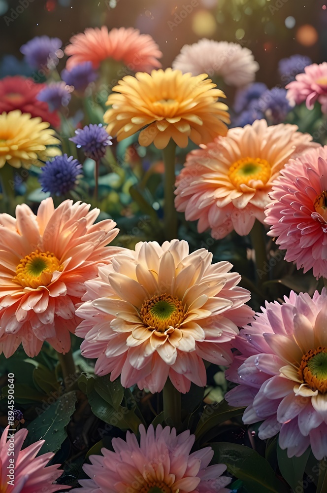 Fototapeta premium red and yellow chrysanthemums