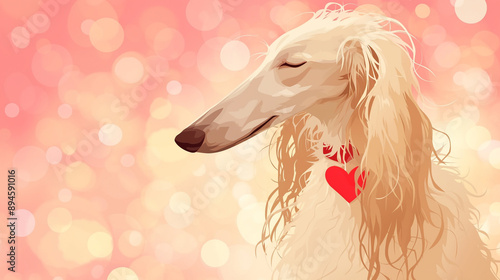 Captivating Minimalist Digital Art Featuring a Joyful Afghan Hound photo