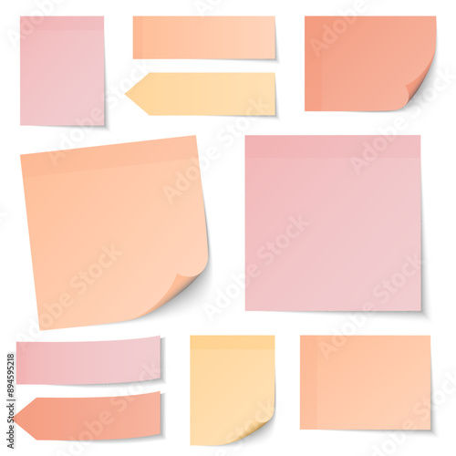 Set Verschiedene Haftnotizen Helles Orange Rosa Pink Gelb