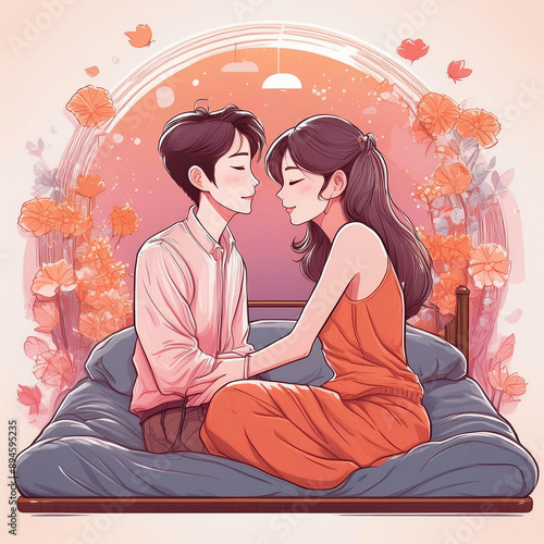 침대 위에서 단 둘이