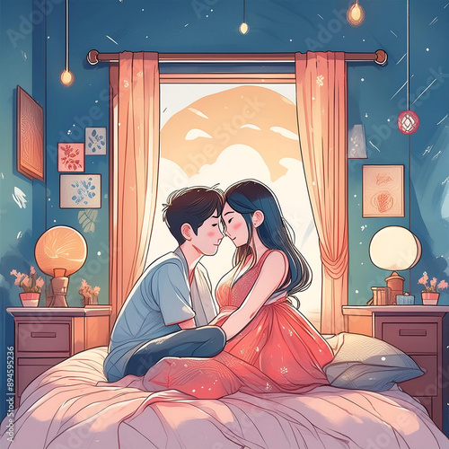 침대 위에서 단 둘이