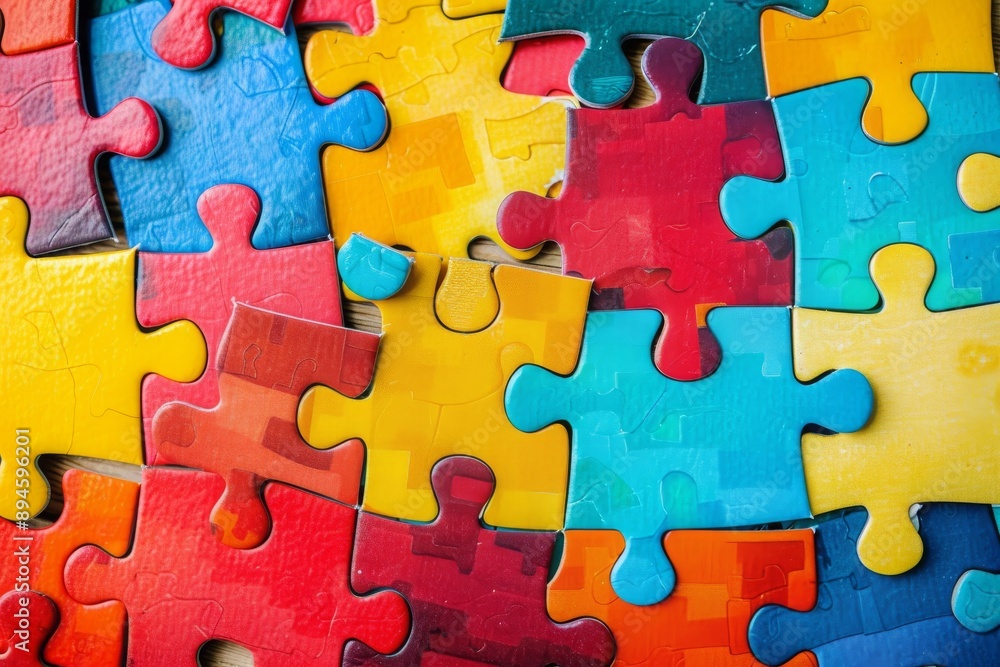 Colorful Puzzle Pieces Interlocking Colorful Puzzle Pieces Interlocking