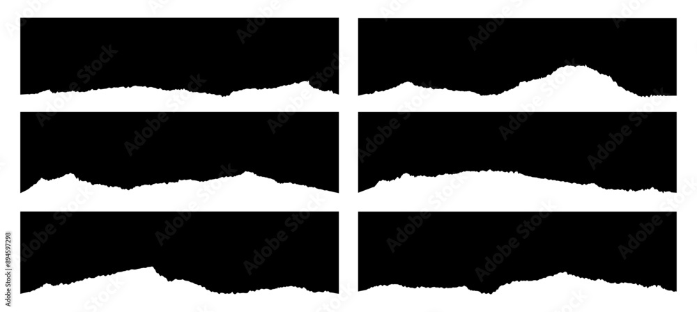 Collection of border, divider shapes, banners with jagged edge vector illustration