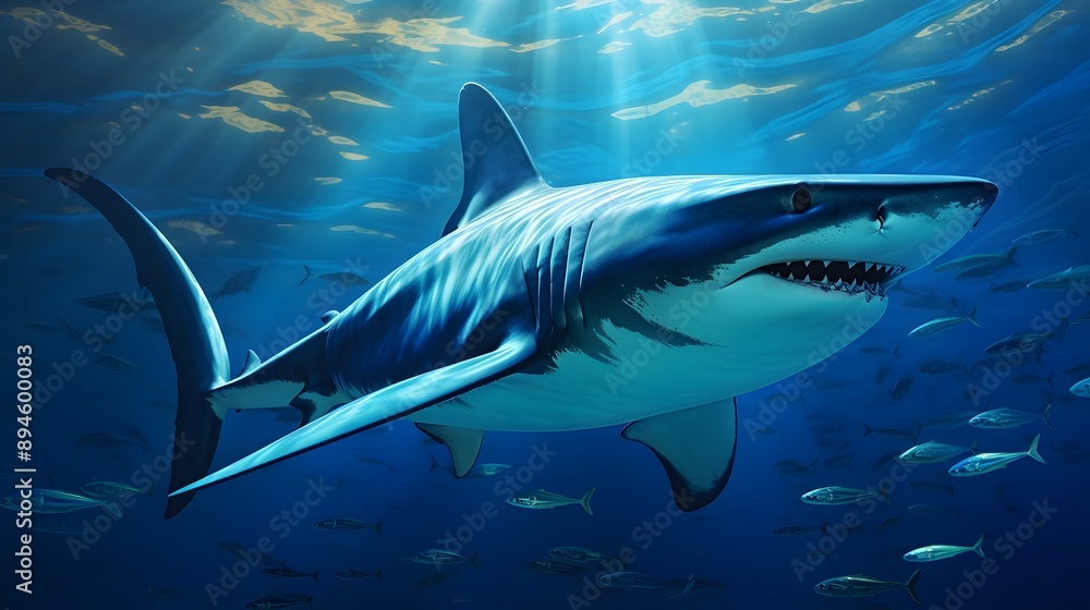 Blue shark swimming in blue water UHD Wallpaper Blue shark swimming in blue water UHD Wallpaper