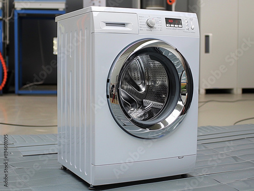 White Front Loading Washing Machine in a Test Facility photo