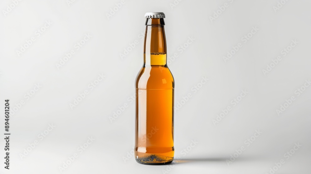 Single Beer Bottle on Clean White Background: Commercial Beverage Presentation Single Beer Bottle on Clean White Background: Commercial Beverage Presentation