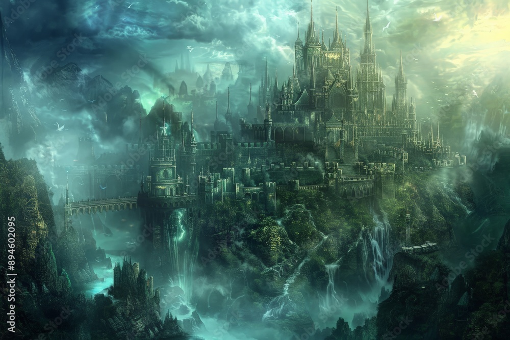 Obraz premium Mystical Castle in the Clouds.