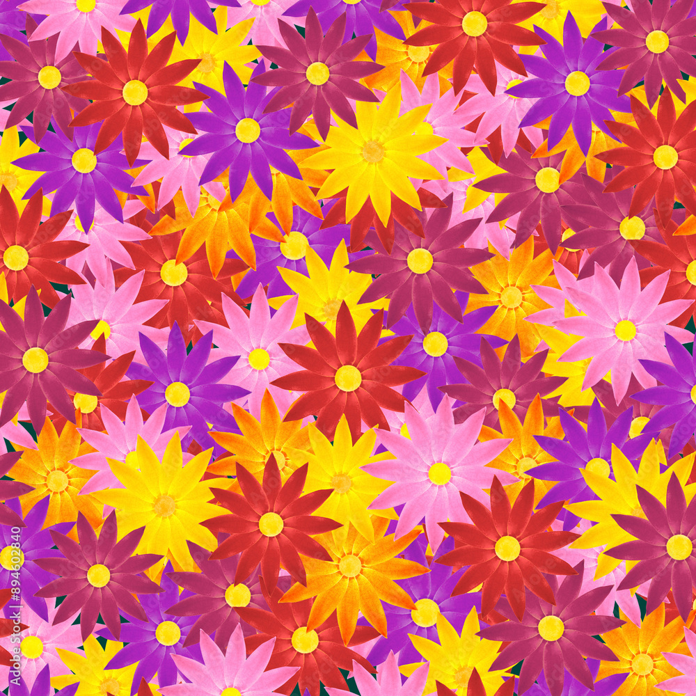 square summer background: bright colorful flowers illustration square summer background: bright colorful flowers illustration