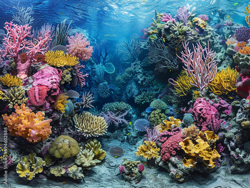 Fototapeta premium A Vibrant Coral Reef Ecosystem Underwater