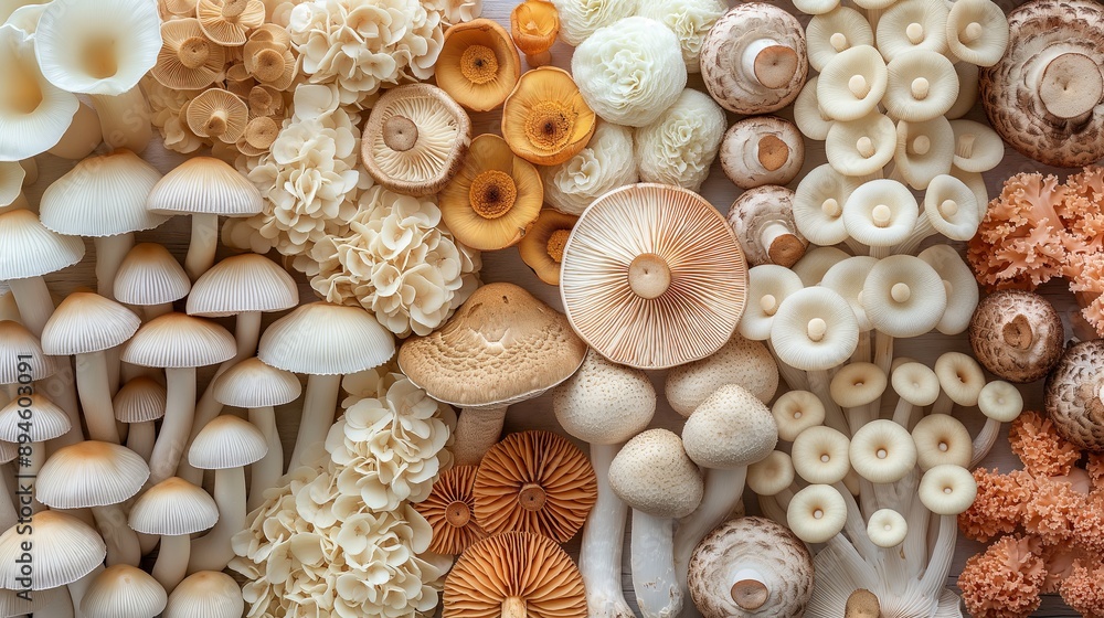 Variety of Mushrooms for Culinary and Nature Content
