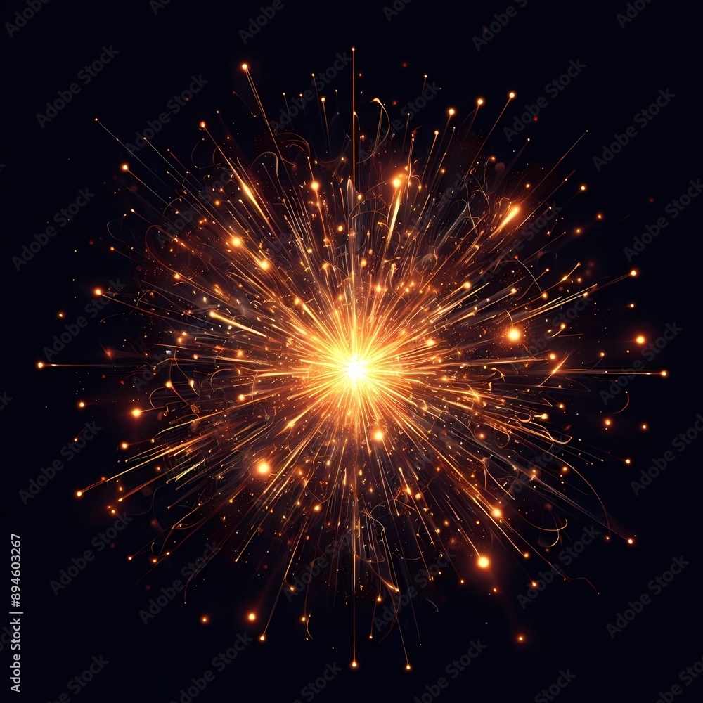 Fototapeta premium fire and spark of divine light ,black background png 