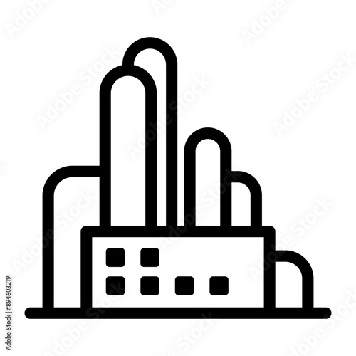 Factory icon in thin line style. Vector illustration graphic design