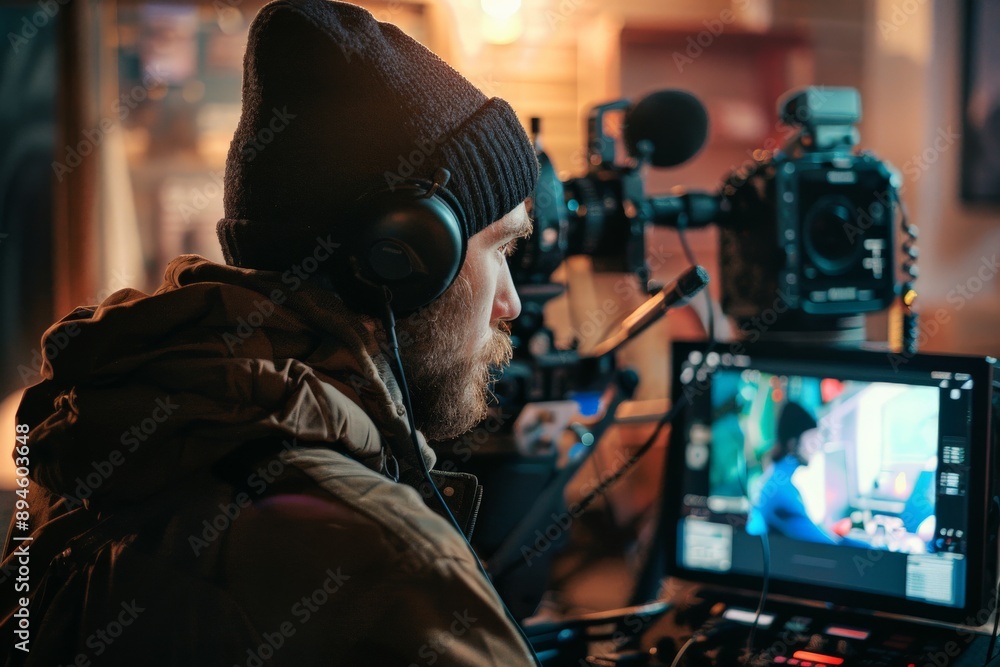 Videographer Working on Film Production.