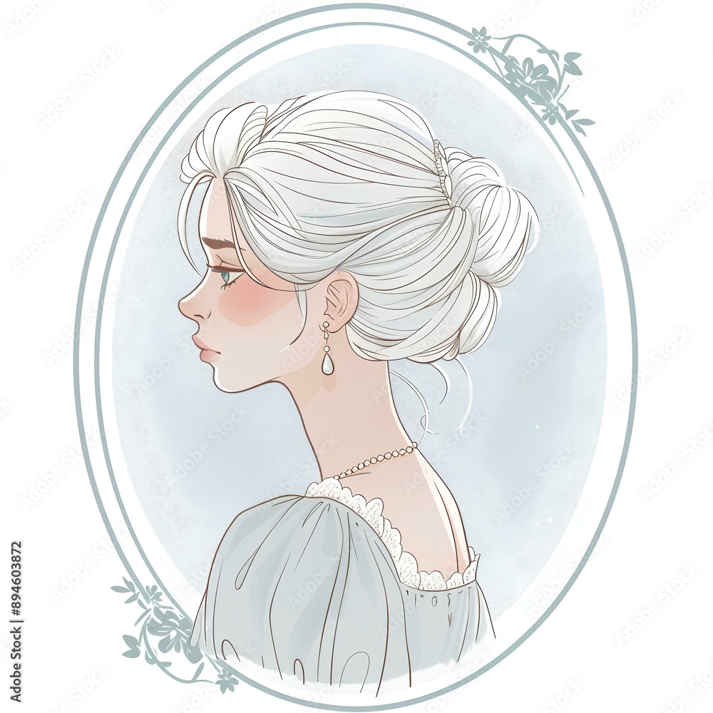 logo, elegant style, cute princess wearing a light blue dress and white hairband in a profile portrait, watercolor style, minimal style of cartoon character. logo, elegant style, cute princess wearing a light blue dress and white hairband in a profile portrait, watercolor style, minimal style of cartoon character.