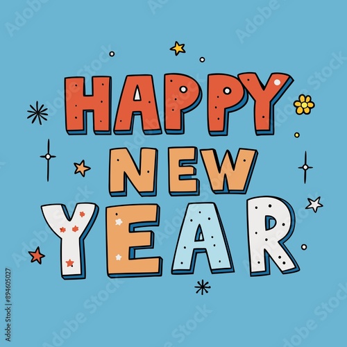 Happy New Year Typography Greeting Card photo