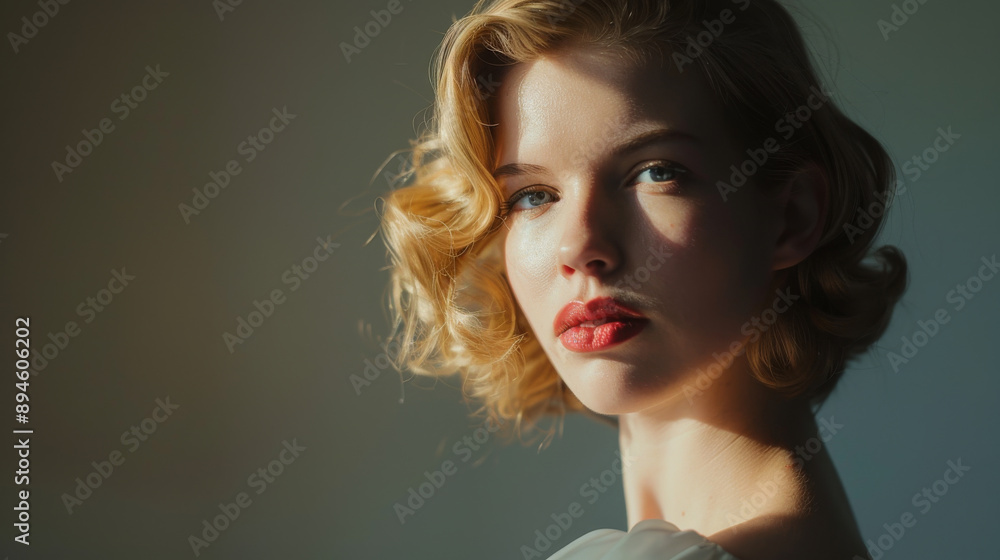 A woman with short blonde hair gazes intently into the camera under soft lighting, highlighting her thoughtful expression and intricate details of her face. A woman with short blonde hair gazes intently into the camera under soft lighting, highlighting her thoughtful expression and intricate details of her face.