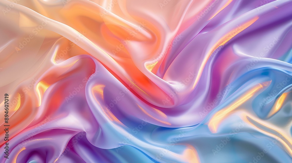 Colorful pastel silk satin background, draped in soft folds and waves, creating an elegant and dreamy atmosphere perfect for creative projects or design visuals of elegance and beauty Colorful pastel silk satin background, draped in soft folds and waves, creating an elegant and dreamy atmosphere perfect for creative projects or design visuals of elegance and beauty