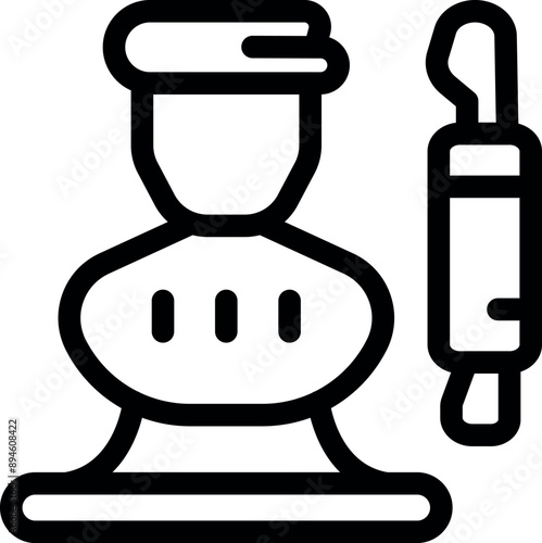 Line icon of a dentist using professional equipment for a teeth whitening procedure