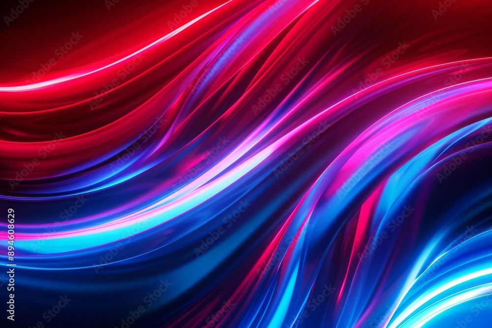 Abstract Neon Swirls: Blue and Red Abstract Neon Swirls: Blue and Red
