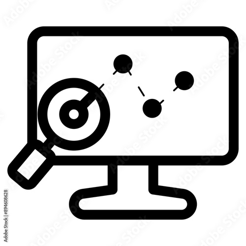 statistical line graph on computer monitor icon