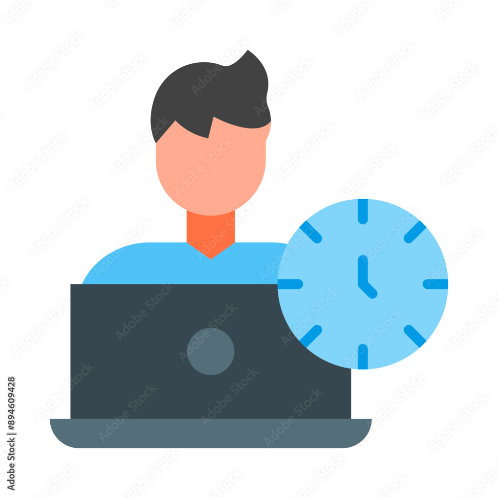 Overtime Flat Icon Overtime Flat Icon