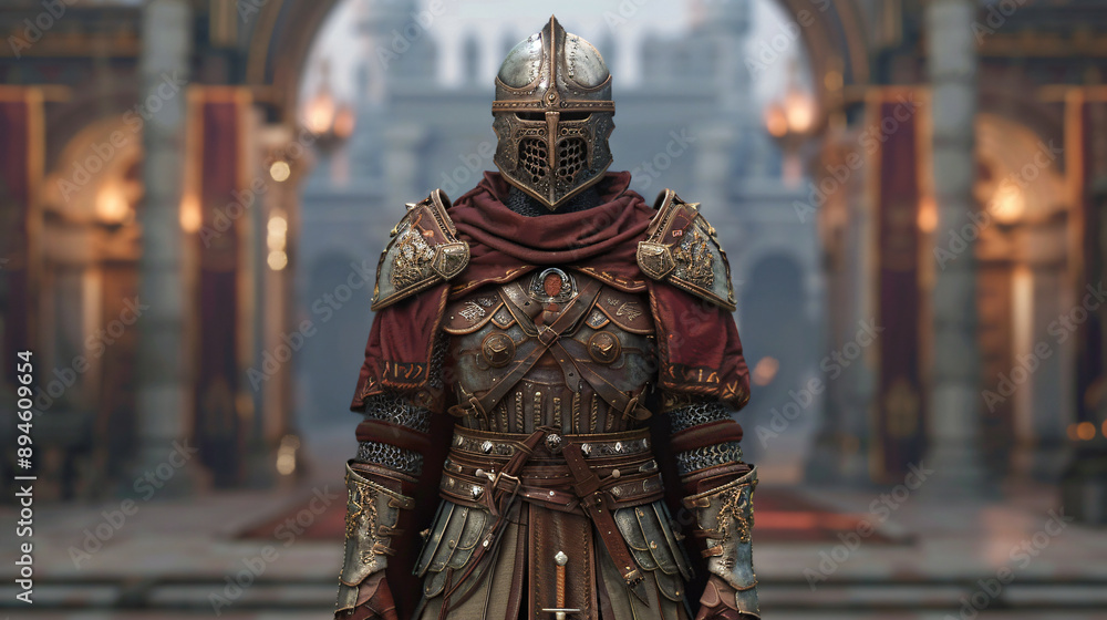 Virtual Fantasy RPG Character Creation Screen in Grand Hall with Customizable Armor and Magical Abilities Virtual Fantasy RPG Character Creation Screen in Grand Hall with Customizable Armor and Magical Abilities