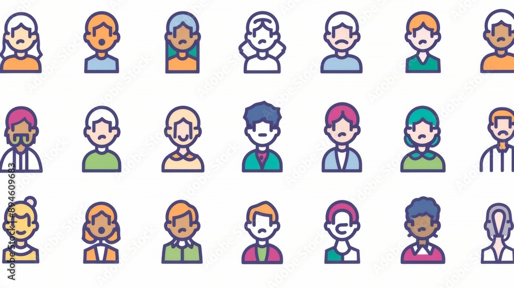 Diverse Set of 30 Simple Cartoon User Profile Icons Diverse Set of 30 Simple Cartoon User Profile Icons
