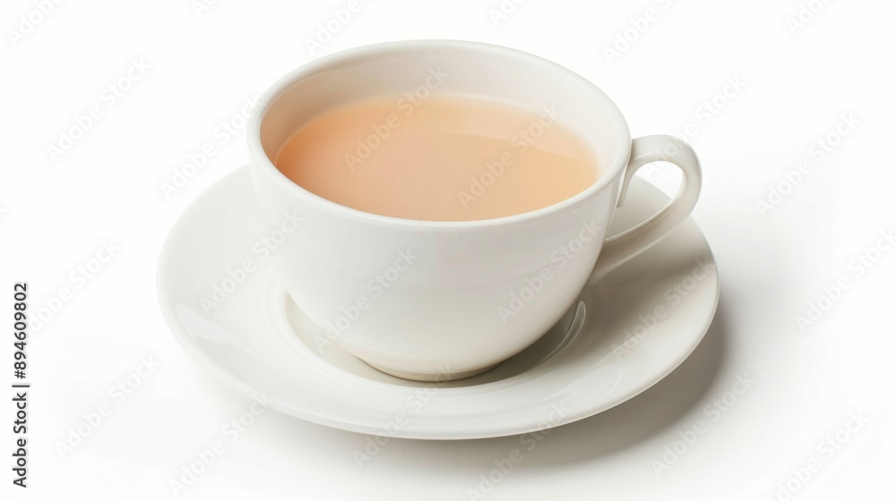 White Teacup Filled With Tea on a White Saucer White Teacup Filled With Tea on a White Saucer