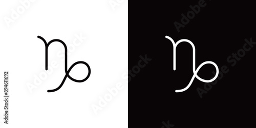 やぎ座のシンプルなラインアイコン