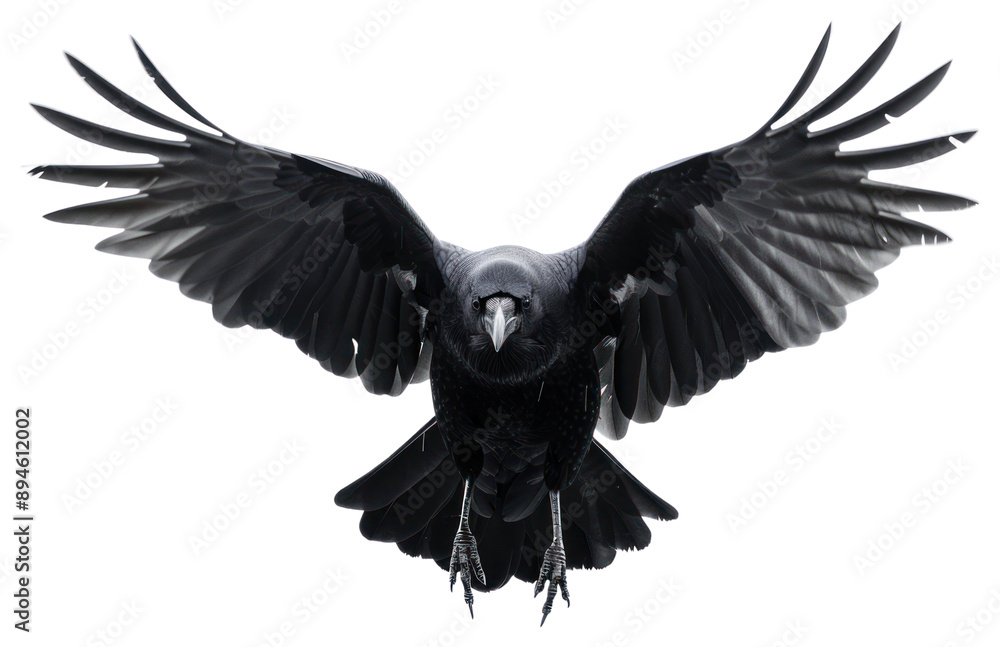 Fototapeta premium PNG Majestic black raven in flight