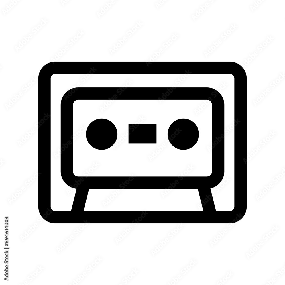 Cassette tape icon in thin line style. Vector illustration graphic design Cassette tape icon in thin line style. Vector illustration graphic design