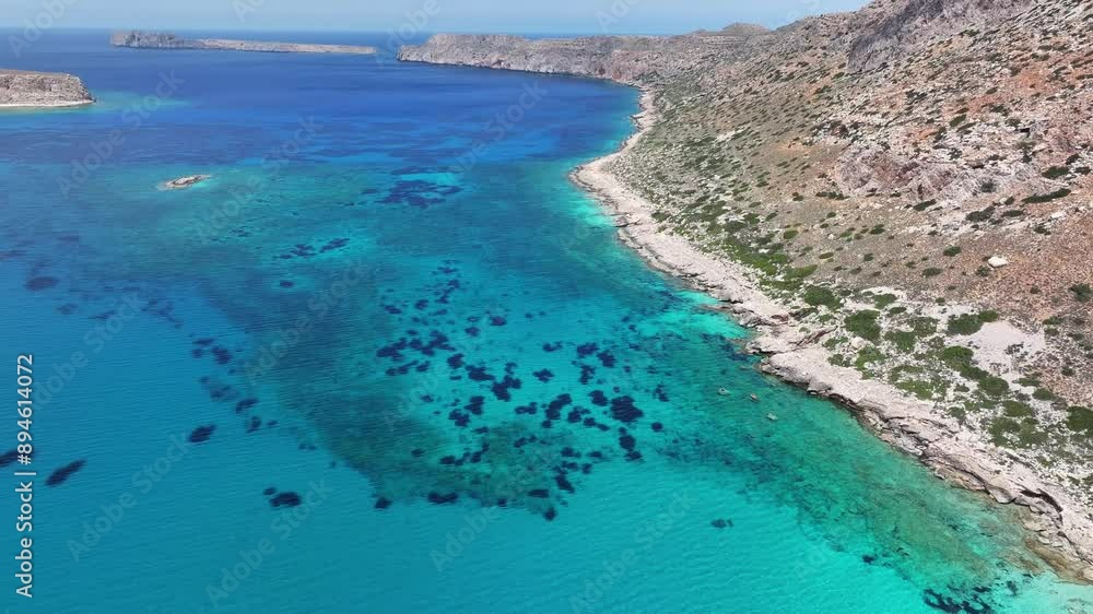 Aerial view of Balos Beach and Balos Lagoon, drone shot 4k, Gramvoussa Peninsula, Crete, Greek Islands, Greece Aerial view of Balos Beach and Balos Lagoon, drone shot 4k, Gramvoussa Peninsula, Crete, Greek Islands, Greece