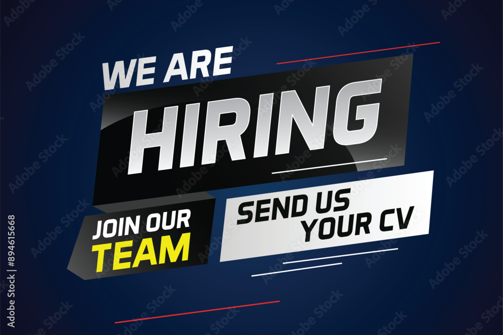 Hiring recruitment design for banner poster. We are hiring lettering with geometric shapes lines. Vector illustration typographic. Open vacancy design template
Hiring recruitment design for banner poster. We are hiring lettering with geometric shapes lines. Vector illustration typographic. Open vacancy design template