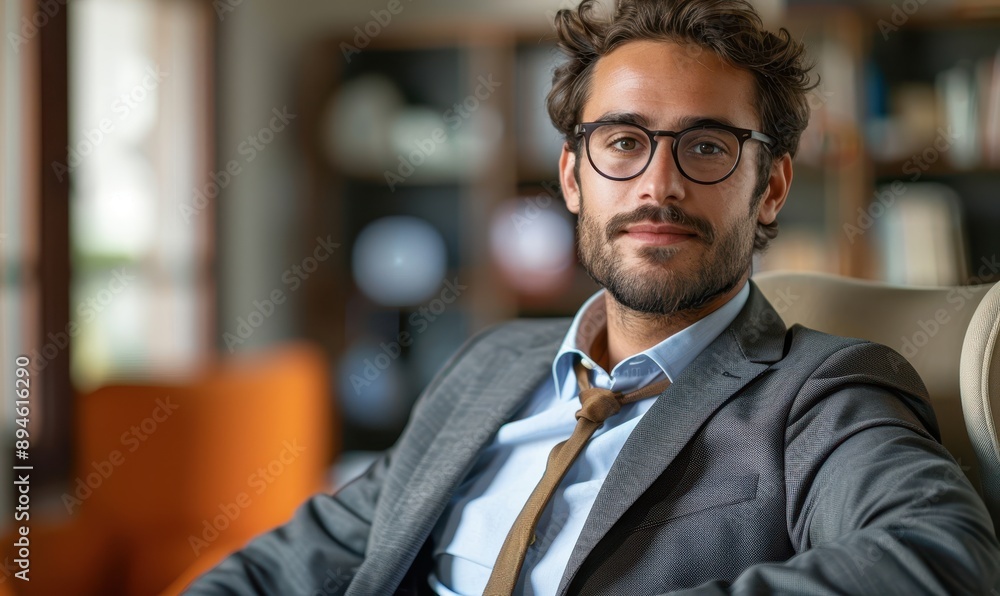 Fototapeta premium Portrait of a business man sitting in an office