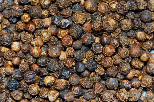 Black pepper seeds close up