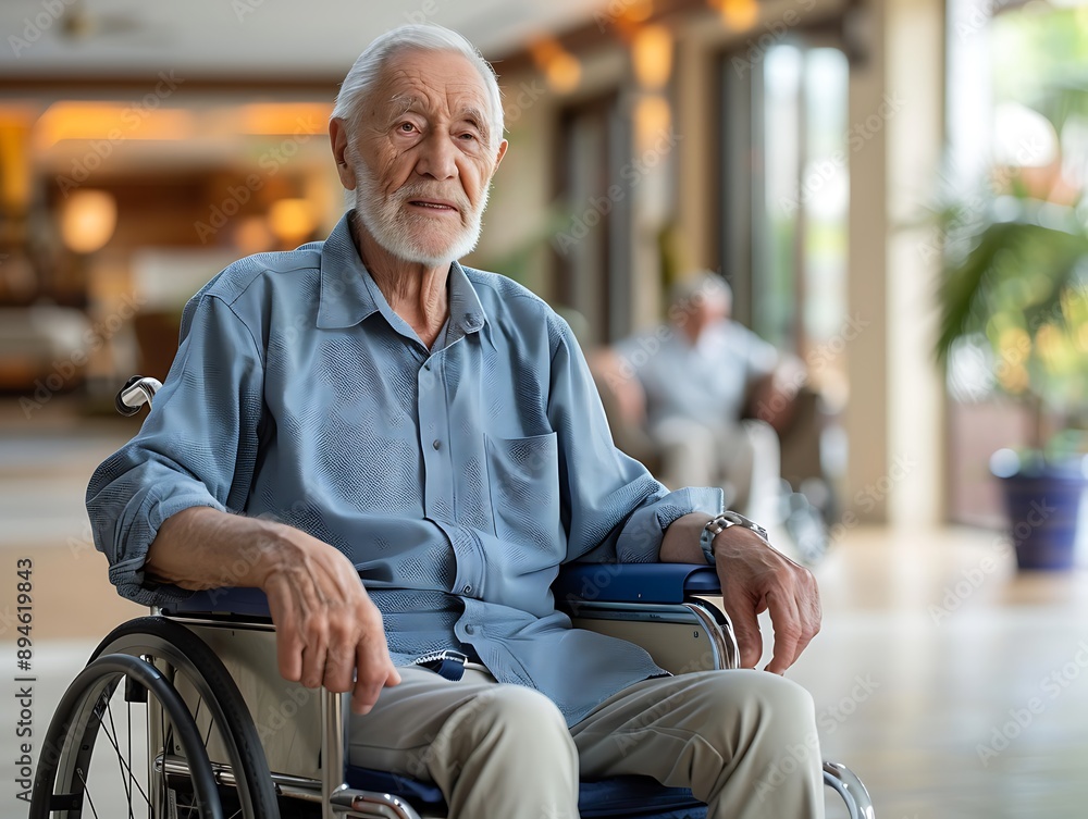 Portrait of smiling senior man at wheelchair Portrait of smiling senior man at wheelchair