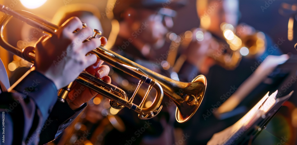 Fototapeta premium jazz band performing on stage at the club. AI generative.