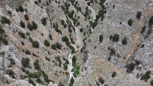 Aerial view of Imbros Gorge, drone shot 4k, Chania region, Crete, Greek Islands, Greece  photo